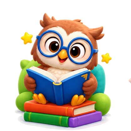 Coruja lendo um livro